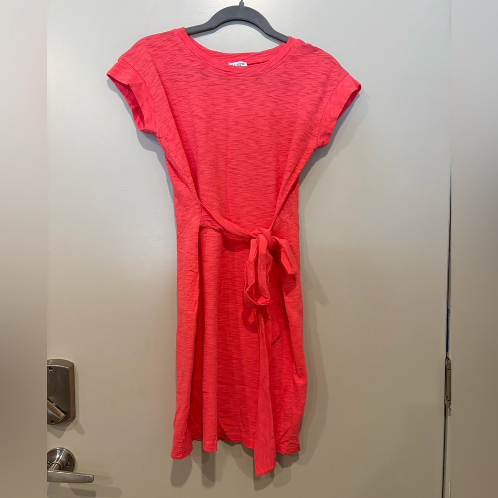 J. Crew Coral Tie-Waist Tee Dress